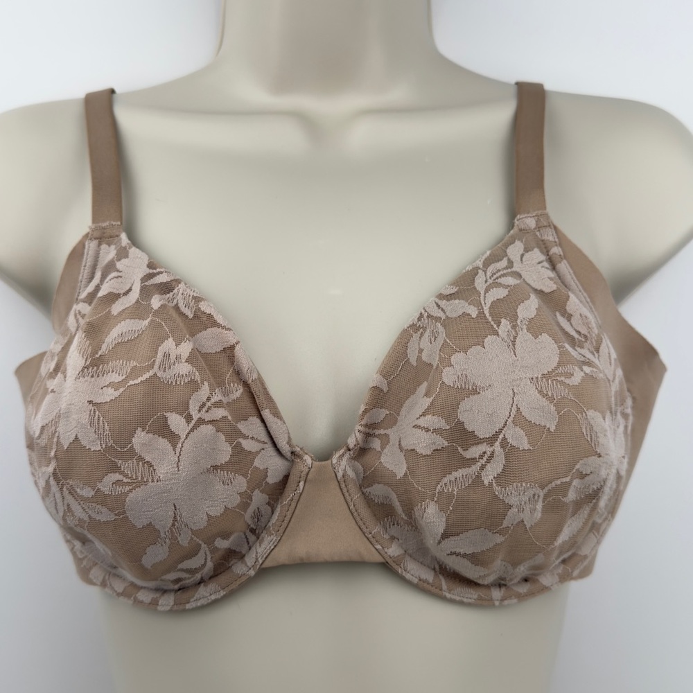 Warner’s Nude Floral Lace Underwire Full Coverage Comfort Bra 34C